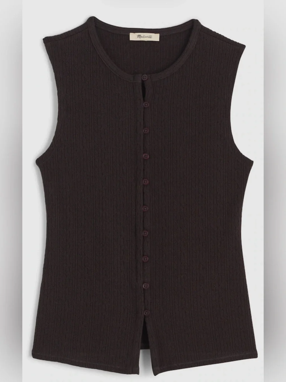 MADEWELL Women’s Pointelle Cutaway Vest Heather Molasses Size Small NY278 *NOTE* - Picture 2 of 10